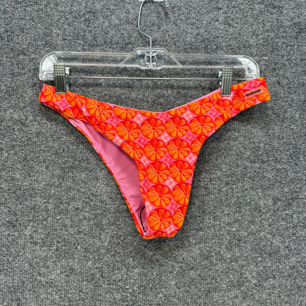 Blackbough Bikini Bottom Women Large Pink Orange Floral High Cut Cheeky Swim NEW